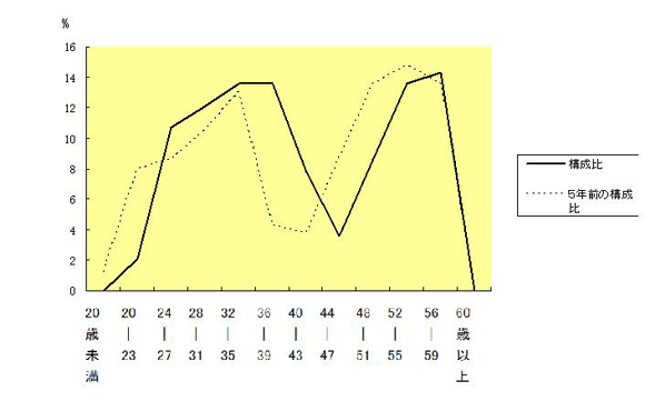 年齢別職員構成の状況グラフ