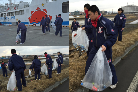 上富良野高校野球部ボランティア清掃